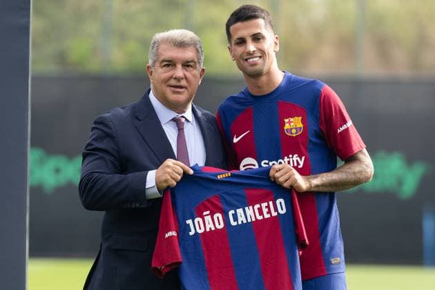 Sport Bilder des Tages September 2, 2023, Barcelona, Spain: BARCELONA, SPAIN - SEPTEMBER 02: Joao Cancelo unveiling as new FC Barcelona, Barca player at Ciutat Esportiva Joan Gamper on September 02, 2023 in Barcelona, Spain Barcelona Spain - ZUMAd159 0302601548st Copyright: xGerardxFrancox