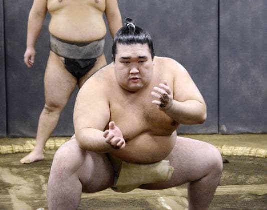 Bilder des Jahres 2023, Sport 09 September Bilder des Jahres 2023, Sport 09 September Autumn Grand Sumo Tournament No. 5 maegashira Gonoyama trains in Tokyo on Sept. 3, 2023, ahead of the 15-day Autumn Grand Sumo Tournament at Ryogoku Kokugikan from Sept. 10.  A14AA0001829226P