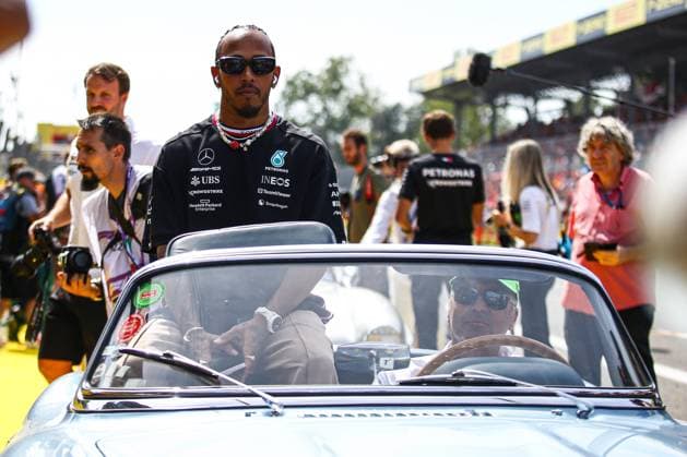 Italy, Monza, 03.09.2023, Autodromo di Monza, F1 Grand Prix of Italy - Race, Lewis Hamilton of Great Britain and Mercedes during the drivers parade Monza Autodromo di Monza Monza Italy