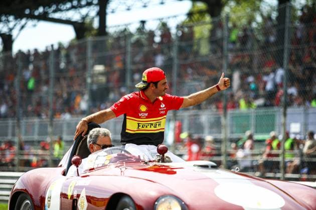 Italy, Monza, 03.09.2023, Autodromo di Monza, F1 Grand Prix of Italy - Race, Carlos Sainz of Spain and Ferrari during the drivers parade Monza Autodromo di Monza Monza Italy