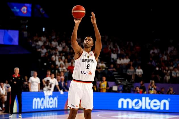 03.09.2023, FIBA Basketball Worldcup, Okinawa (Japan), Deutschland - Slowenien, Spieltag 5, Gruppe K. Johannes Thiemann (GER, No32) Okinawa Okinawa Arena Okinawa Japan