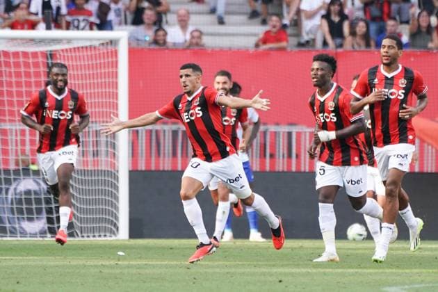 Joie - Youcef Atal (OGC Nice) FOOTBALL : OGC Nice vs RC Strasbourg - Ligue 1 Uber Eats - Nice - 03 09 2023 NorbertScanella Panoramic 