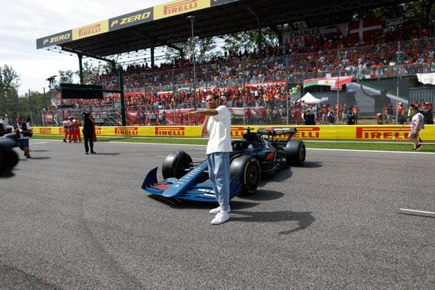 Gianmarco Tamberi with the 2024 Formula 2 car, F1 Grand Prix of Italy at Autodromo Nazionale Monza on September 3, 2023 in Monza, Italy. (Photo by HOCH ZWEI) Monza Italy
