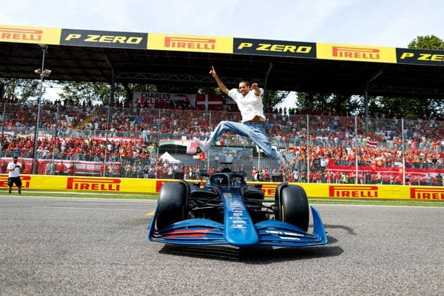 Gianmarco Tamberi with the 2024 Formula 2 car, F1 Grand Prix of Italy at Autodromo Nazionale Monza on September 3, 2023 in Monza, Italy. (Photo by HOCH ZWEI) Monza Italy
