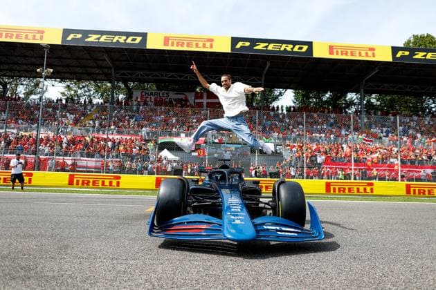 Gianmarco Tamberi with the 2024 Formula 2 car, F1 Grand Prix of Italy at Autodromo Nazionale Monza on September 3, 2023 in Monza, Italy. (Photo by HOCH ZWEI) Monza Italy