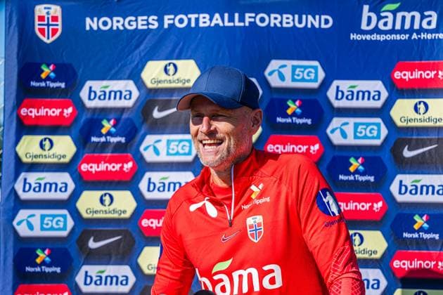 230904 Stale Solbakken, head coach of the Norwegian national football team during a press event on September 4, 2023 in Lillestrom. Photo: Marius Simensen BILDBYRAN COP 238 bbeng football fotball fotboll norge norway practice soccer training trening träning Copyright: MARIUSxSIMENSEN BB230904BB288