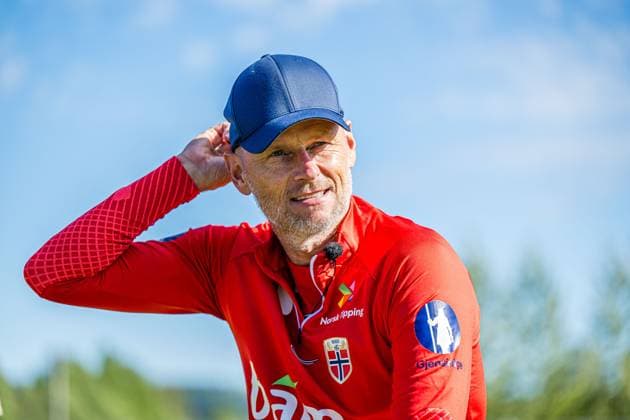 230904 Stale Solbakken, head coach of the Norwegian national football team during a press event on September 4, 2023 in Lillestrom. Photo: Marius Simensen BILDBYRAN COP 238 bbeng football fotball fotboll norge norway practice soccer training trening träning Copyright: MARIUSxSIMENSEN BB230904BB335