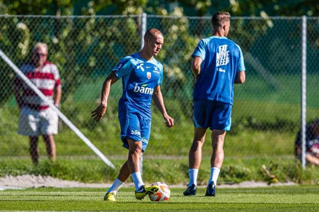 230904 Leo Skiri ostigard of the Norwegian national football team during a training session on September 4, 2023 in Lillestrom. Photo: Marius Simensen BILDBYRAN COP 238 bbeng football fotball fotboll norge norway practice soccer training trening träning Copyright: MARIUSxSIMENSEN BB230904BB340