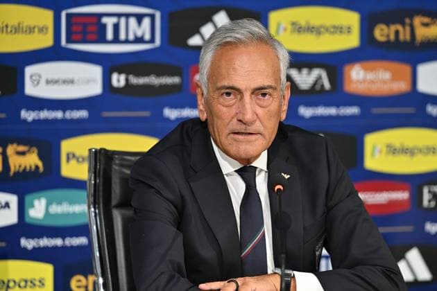 President of the Italian Football Federation (FIGC) Gabriele Gravina attends a press conference, PK, Pressekonferenz during Press conference of new Head of Italy Delegation Gianluigi Buffon, Other in Florence, Italy, September 04 2023  Copyright: xLisaxGuglielmi IPAxSportx xipa-ax xx 0 IPA_IPA40059322