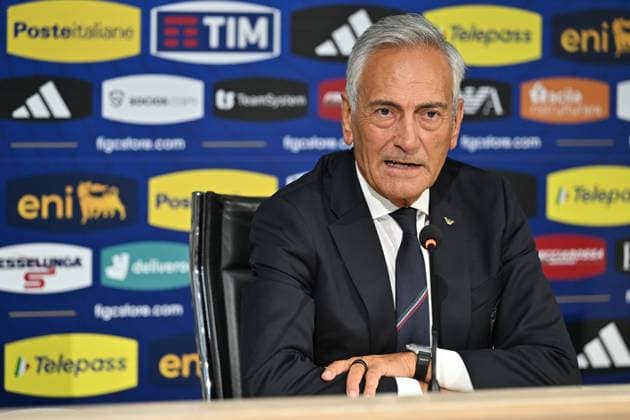 President of the Italian Football Federation (FIGC) Gabriele Gravina attends a press conference, PK, Pressekonferenz during Press conference of new Head of Italy Delegation Gianluigi Buffon, Other in Florence, Italy, September 04 2023  Copyright: xLisaxGuglielmi IPAxSportx xipa-ax xx 0 IPA_IPA40059323