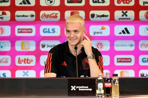 Belgium National Football Team - media activities 5 09 2023 Tubize, Belgium - September 5 : Siquet Hugo during a press conference, PK, Pressekonferenz prior to European Qualifiers EURO 2024 qualification match between Azerbaijan and Belgium on September 05, 2023 in Tubize, Belgium, 5 09 2023 Tubize Belgium  Copyright: xPeterxDexVoechtx