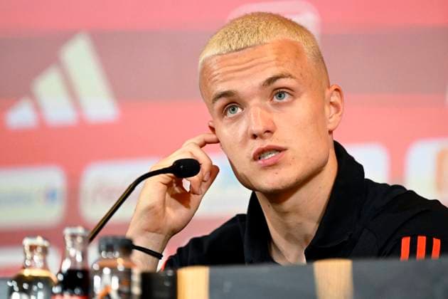 Belgium National Football Team - media activities 5 09 2023 Tubize, Belgium - September 5 : Siquet Hugo during a press conference, PK, Pressekonferenz prior to European Qualifiers EURO 2024 qualification match between Azerbaijan and Belgium on September 05, 2023 in Tubize, Belgium, 5 09 2023 Tubize Belgium  Copyright: xPeterxDexVoechtx