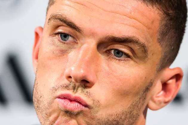 Sport Bilder des Tages Robin Gosens (Deutschland) - Pressekonferenz Nationalmannschaft Deutschland in der Autostadt in Wolfsburg - Fussball,Deutschland,05.09.2023
