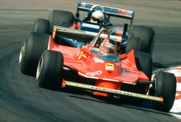 RECORD DATE NOT STATED Gilles Villeneuve pilotiert den Ferrari 312T5 mit dem Motor 015 3.0F12 er beendete das Rennen auf Platz 6 *** Gilles Villeneuve pilots the Ferrari 312T5 with the engine 015 3 0F12 he finished the race in 6th place