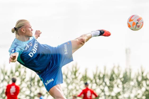 230906 Erling Braut Haaland of the Norwegian national football team during a training session on September 6, 2023 in Lillestrom. Photo: Vegard Grott BILDBYRAN kod VG VG0514 bbeng fotball football soccer fotboll trening träning training practice norge norway Copyright: VEGARDxGRoTT BB230906VG013