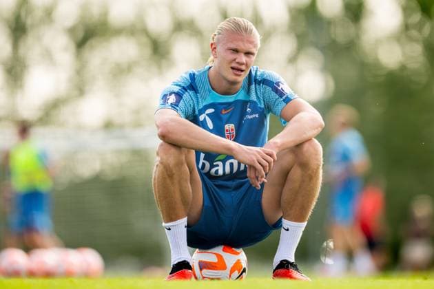 230906 Erling Braut Haaland of the Norwegian national football team during a training session on September 6, 2023 in Lillestrom. Photo: Vegard Grott BILDBYRAN kod VG VG0514 bbeng fotball football soccer fotboll trening träning training practice norge norway Copyright: VEGARDxGRoTT BB230906VG014