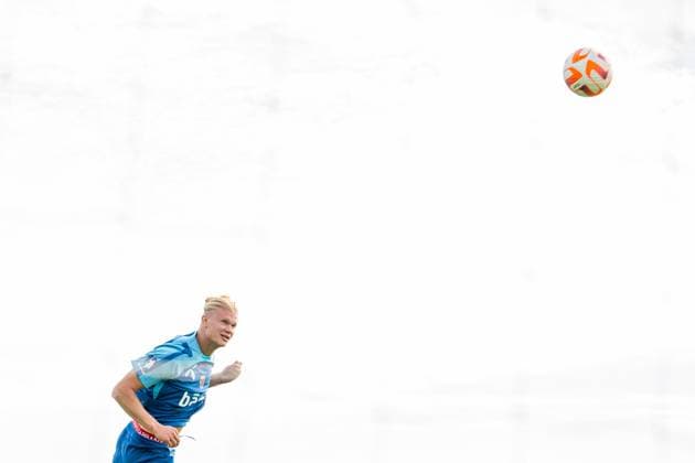 230906 Erling Braut Haaland of the Norwegian national football team during a training session on September 6, 2023 in Lillestrom. Photo: Vegard Grott BILDBYRAN kod VG VG0514 bbeng fotball football soccer fotboll trening träning training practice norge norway Copyright: VEGARDxGRoTT BB230906VG015