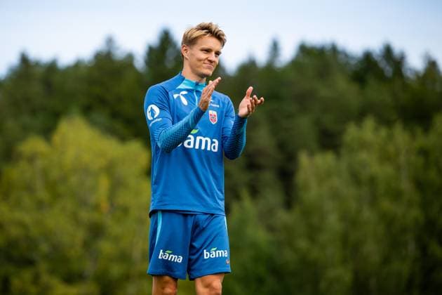 230906 Martin odegaard of the Norwegian national football team during a training session on September 6, 2023 in Lillestrom. Photo: Vegard Grott BILDBYRAN kod VG VG0514 bbeng fotball football soccer fotboll trening träning training practice norge norway Copyright: VEGARDxGRoTT BB230906VG027