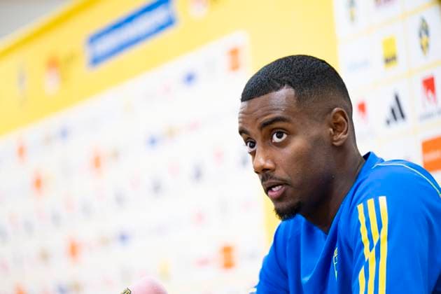 SOLNA 20230907 Alexander Isak vid dagens pressträff pa Friends arena inför landskapen och EM kval matchen borta mot Estland. SOLNA SVERIGE x10050x