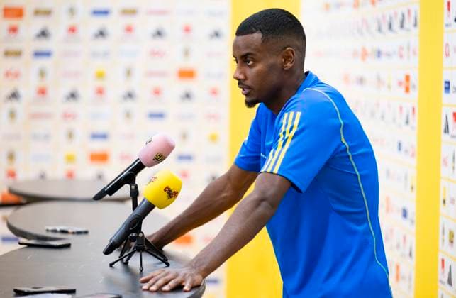 SOLNA 20230907 Alexander Isak vid dagens pressträff pa Friends arena inför landskapen och EM kval matchen borta mot Estland. SOLNA SVERIGE x10050x