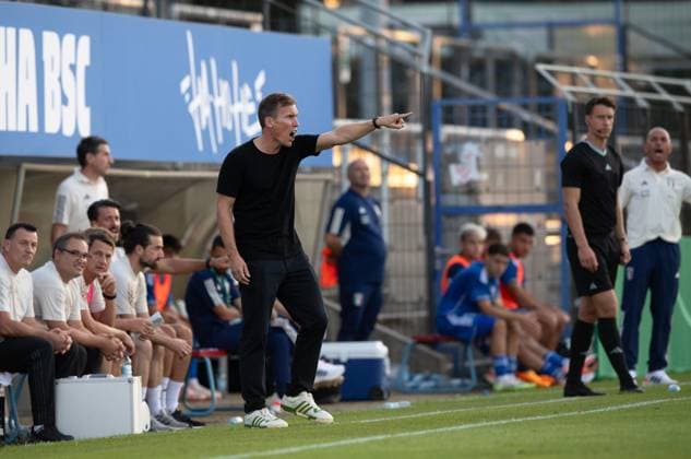 Fussball, U20, Saison 2023 24, Elite League U20 (1. Spieltag), Deutschland U20 - Italien U20 in Berlin, Trainer Hannes Wolf (U20 Deutschland), 07.09. 2023, Copyright: xSebastianxRäppold MatthiasxKochx