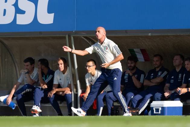 Fussball, U20, Saison 2023 24, Elite League U20 (1. Spieltag), Deutschland U20 - Italien U20 in Berlin, Trainer Alberto Bollini (U20 Italien), 07.09. 2023, Copyright: xSebastianxRäppold MatthiasxKochx