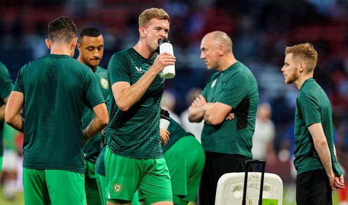 UEFA EURO, EM, Europameisterschaft,Fussball 2024 Qualifying Round Group B, Parc des Princes, Paris, France 7 9 2023 France vs Republic of Ireland Ireland s Nathan Collins Nathan Collins during the warm-up 7 9 2023  Copyright: x INPHO RyanxByrnex RB1_9394
