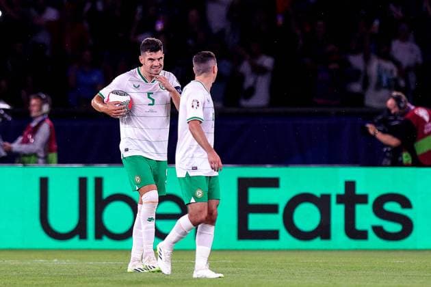 UEFA EURO, EM, Europameisterschaft,Fussball 2024 Qualifying Round Group B, Parc des Princes, Paris, France 7 9 2023 France vs Republic of Ireland Ireland s John Egan John Egan 7 9 2023  Copyright: x INPHO RyanxByrnex RB1_0842
