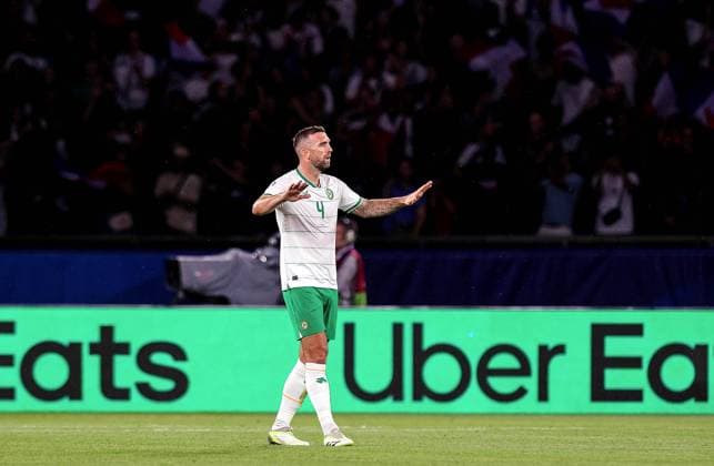 UEFA EURO, EM, Europameisterschaft,Fussball 2024 Qualifying Round Group B, Parc des Princes, Paris, France 7 9 2023 France vs Republic of Ireland Ireland s Shane Duffy Shane Duffy 7 9 2023  Copyright: x INPHO RyanxByrnex RB1_0881