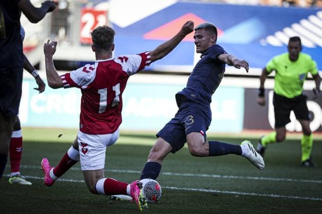 Merlin Quentin 13 during the U21, U 21 friendly football match between France and Denmark at the Marcel-Picot stadium in Tomblaine, near Nancy, eastern France, on September 7, 2023. FOOTBALL : Match amical France vs Danemark espoirs a Nancy - Stade Marcel - Picot 07-09-2023 ElyxandroCegarra Panoramic 