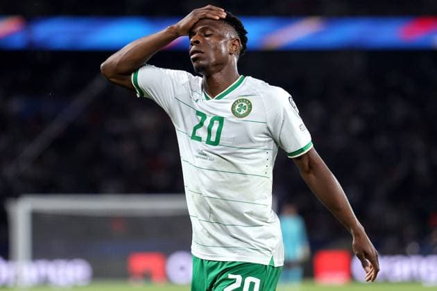 UEFA EURO, EM, Europameisterschaft,Fussball 2024 Qualifying Round Group B, Parc des Princes, Paris, France 7 9 2023 France vs Republic of Ireland Ireland s Chiedozie Ogbene reacts during the game Chiedozie Ogbene reacts during the game 7 9 2023  Copyright: x INPHO LaszloxGeczox LG_05933