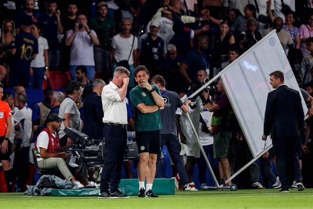 UEFA EURO, EM, Europameisterschaft,Fussball 2024 Qualifying Round Group B, Parc des Princes, Paris, France 7 9 2023 France vs Republic of Ireland Ireland s Manager Stephen Kenny and Assistant manager Keith Andrews Stephen Kenny and Keith Andrews 7 9 2023  Copyright: x INPHO RyanxByrnex RB1_3931