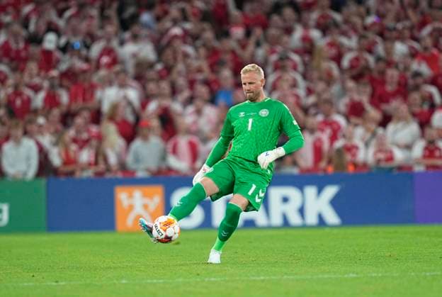 September 07 2023: Kasper Schmeichel (Denmark) controls the ball during a Group H EURO 2024 Qualification game, Denmark versus San Marino, at Parken, Copenhagen, Denmark. CSM Copenhagen Denmark - ZUMAc04_ 20230907_zma_c04_046 Copyright: xKimxPricex