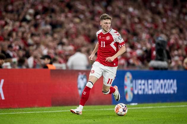 Denmark v San Marino, UEFA EURO, EM, Europameisterschaft,Fussball 2024 Qualification, Copenhagen, Denmark Copenhagen, Denmark. 07th, September 2023. Andreas Skov Olsen (11) of Denmark seen during the UEFA Euro 2024 qualification match between Denmark and San Marino at Parken in Copenhagen. Copenhagen Denmark  Copyright: xGonzalesxPhoto LassexLagonix