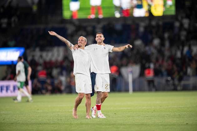 Euro Qualifiers - France v Ireland Antoine Griezmann and Lucas Hernandez during Group B qualifying match between France and Republic of Ireland, at the Parc des Princes stadium in Paris, France on September 7, 2023. Photo by Eliot Blondet ABACAPRESS.COM Paris France  Copyright: xBlondetxEliot ABACAx 866753_110 BlondetxEliot ABACAx 866753_110