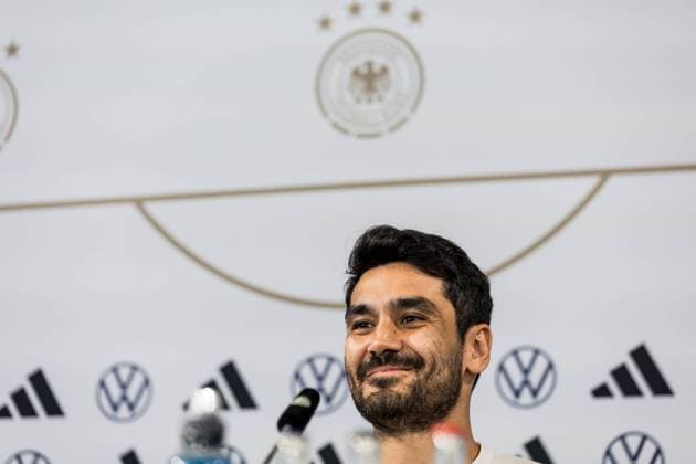 DFB A-Nationalmannschaft Herren Pressekonferenz; 08.09.2023 Ilkay Guendogan (Deutschland) laechelt DFB A-Nationalmannschaft Herren Pressekonferenz,Wolfsburg, VW Autostadt am 08.09.2023 DFB REGULATIONS PROHIBIT ANY USE OF PHOTOGRAPHS AS IMAGE SEQUENCES AND OR QUASI-VIDEO. Copyright: xBEAUTIFULxSPORTS Wunderlx