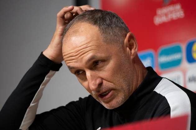 TALLIN 20230908 Estlands förbundskapten Tomas Häberli under pressträffen inför morgondagens EM-kvalmatch mot Sverige. TALLIN ESTLAND x10060x