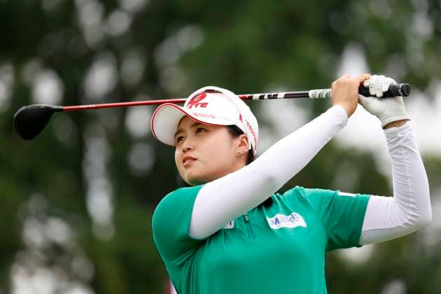 CINCINNATI, OH - SEPTEMBER 08: LPGA, Golf Damen golfer Hye-Jin Choi hits her tee shot on the 9th hole during the second round of the Kroger Queen City Championship at the Kenwood Country Club in Cincinnati, Ohio. (Photo by Brian Spurlock Icon Sportswire) GOLF: SEP 08 LPGA Kroger Queen City Championship EDITORIAL USE ONLY Icon230908037