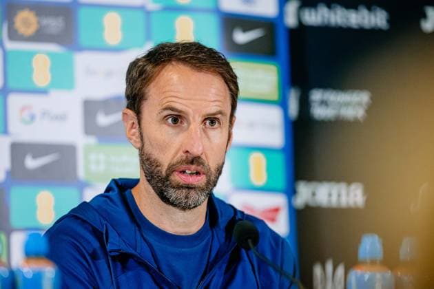 2023.09.08 Wroclaw Konferencja prasowa reprezentacji Anglii przed eliminacjami Mistrzostw Europy 2024 Konferencja prasowa reprezentacji Anglii N z trener coach Gareth Southgate Foto Mateusz Porzucek PressFocus 2023.09.08 Wroclaw press conference, PK, Pressekonferenz of England Football national team, Nationalteam Konferencja prasowa reprezentacji Anglii trener coach Gareth Southgate Credit: Mateusz Porzucek PressFocus NEWSPIX.PL --- Newspix.pl POLAND OUT!  20230908PF_MP112