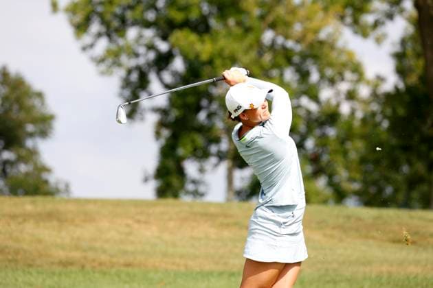 CINCINNATI, OH - SEPTEMBER 08: LPGA, Golf Damen golfer Linn Grant plays her tee shot on the 11th hole during the second round of the Kroger Queen City Championship on September 08, 2023, at the Kenwood Country Club in Cincinnati, Ohio. (Photo by Brian Spurlock Icon Sportswire) GOLF: SEP 08 LPGA Kroger Queen City Championship EDITORIAL USE ONLY Icon230908064