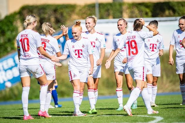 DFB Pokal Frauen, SFC Stern 1900 vs 1. FC Koeln. Berlin, 09.09.2023 Jubel zum 0:4 durch Marleen Schimmer (1. FC Koeln, 23) DFB Pokal Frauen 2. Runde, SFC Stern 1900 vs 1. FC Koeln, Stadion Lichterfelde, Berlin 09.09.2023 DFL REGULATIONS PROHIBIT ANY USE OF PHOTOGRAPHS AS IMAGE SEQUENCES AND OR QUASI-VIDEO. Copyright: xBEAUTIFULxSPORTS LucianoxLimax