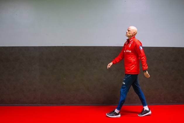 230909 Stale Solbakken, head coach of the Norwegian national football team, during a press conference, PK, Pressekonferenz on September 9, 2023 in Oslo. Photo: Vegard Grott BILDBYRAN kod VG VG0517 bbeng fotball football soccer fotboll UEFA EURO, EM, Europameisterschaft,Fussball 2024 em-kvalifisering em-kvalik press conference pressekonferanse presskonferens norge norway Copyright: VEGARDxGRoTT BB230909VG001