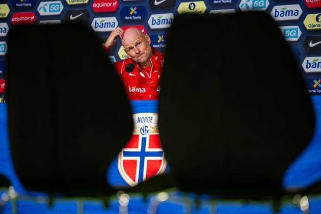 230909 Stale Solbakken, head coach of the Norwegian national football team, during a press conference, PK, Pressekonferenz on September 9, 2023 in Oslo. Photo: Vegard Grott BILDBYRAN kod VG VG0517 bbeng fotball football soccer fotboll UEFA EURO, EM, Europameisterschaft,Fussball 2024 em-kvalifisering em-kvalik press conference pressekonferanse presskonferens norge norway Copyright: VEGARDxGRoTT BB230909VG006