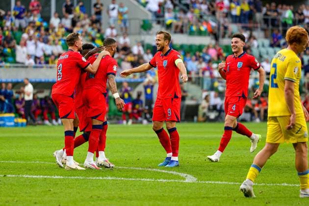 Ukraine v England UEFA European 2024 Qualifier 09 09 2023. Goal 1-1 Kyle Walker (12) of England scores a goal and celebrates during the UEFA European 2024 Qualifier match between Ukraine and England at Wroclaw Stadium, Wroclaw, Poland on 9 September 2023. Editorial use only , Copyright: xNigelxKeenex PSI-17984-0007
