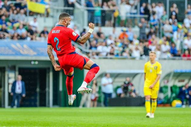 Wroclaw, 09.09.2023 MECZ 5. KOLEJKA ELIMINACJE DO MISTRZOSTW EUROPY 2024 GRUPA C: UKRAINA - ANGLIA --- QUALIFICATION FOR UEFA EURO, EM, Europameisterschaft,Fussball 2024 MATCH GROUP C IN WROCLAW: UKRAINE - ENGLAND NZ Kyle Walker RADOSC PO BRAMCE CIESZYNKA GOAL CELEBRATION FOT. PATRYK PINDRAL 400mm.pl NEWSPIX.PL --- Newspix.pl POLAND OUT!  20230909_PP83_P83_1112
