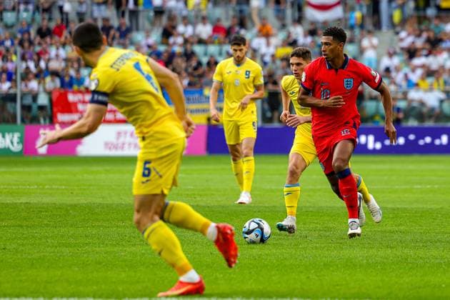 Ukraine v England UEFA European 2024 Qualifier 09 09 2023. Jude Bellingham (10) of England during the UEFA European 2024 Qualifier match between Ukraine and England at Wroclaw Stadium, Wroclaw, Poland on 9 September 2023. Editorial use only , Copyright: xNigelxKeenex PSI-17984-0138