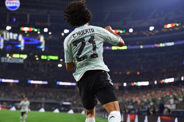 RECORD DATE NOT STATED Seleccion Mexicana 2023 Mexico vs Australia Cesar Huerta celebrates his goal 2-2 of Mexico during the game Mexico (Mexican national team, Nationalteam vs Australian National Team, International Friendly, Länderspiel, Nationalmannschaft at the AT-T Stadium, on September 9, 2023. <br><br> Cesar Huerta celebra su gol 2-2 en su Debut con Mexico durante el partido Mexico (Seleccion Mexicana) vs Australia, Amistoso Internacional, en el Estadio AT-T, el 9 de septiembre de 2023. ARLINGTON CDMXTEXAS ESTADOS UNIDOS  Copyright: xAdrianxMaciasx 20230909225624_SMN_23_AM_MEX_AUS_HUERTA250