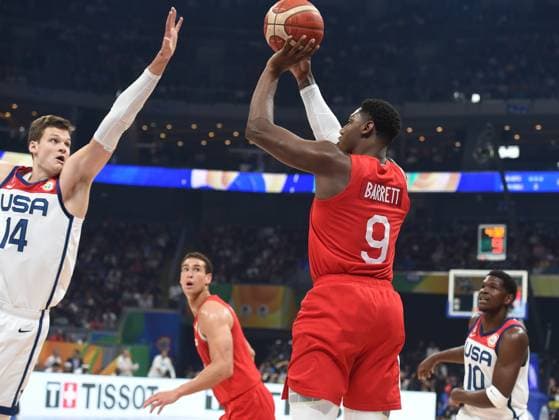 USA vs CANADA RJ BARRETT, basketball player of Canada, at the FIBA World Cup match against USA, for 3rd place, at MOA Arena. Manila, 10.09.2023. photo: Nebojsa Parausic MN press photo BASKETBALL, FIBA, WORLD CUP, USA, CANADA Manila MOA Arena Philippines Copyright: xNebojsaxParausicx xMNxPressx