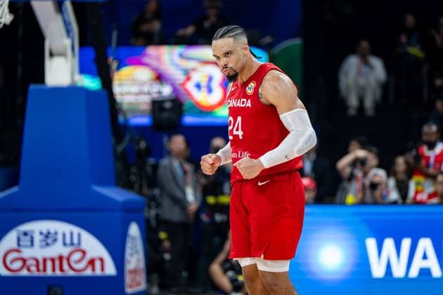 Basketball Manila Pasay 10.09.2023 FIBA Basketball World Cup 2023 Weltmeisterschaft der Männer Spiel um Platz 3 Bronze Vereinigte Staaten von Amerika USA) - Kanada (CAN) Dillon Brooks (Kanada, No.24) Jubel