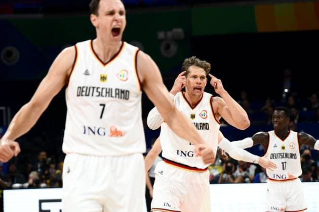 (L-R) Johannes Voigtmann, Moritz Wagner (GER), SEPTEMBER 10, 2023 - Basketball - FIBA World Cup 2023 - Final match between Germany 83-77 Serbia at Mall of Asia Arena, Manila, Philippines.  (228862887)